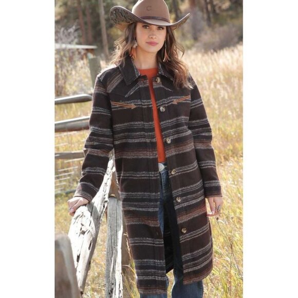 Cinch Women's Long Sleeve Duster/long shacket- Brown - Picture 1 of 1